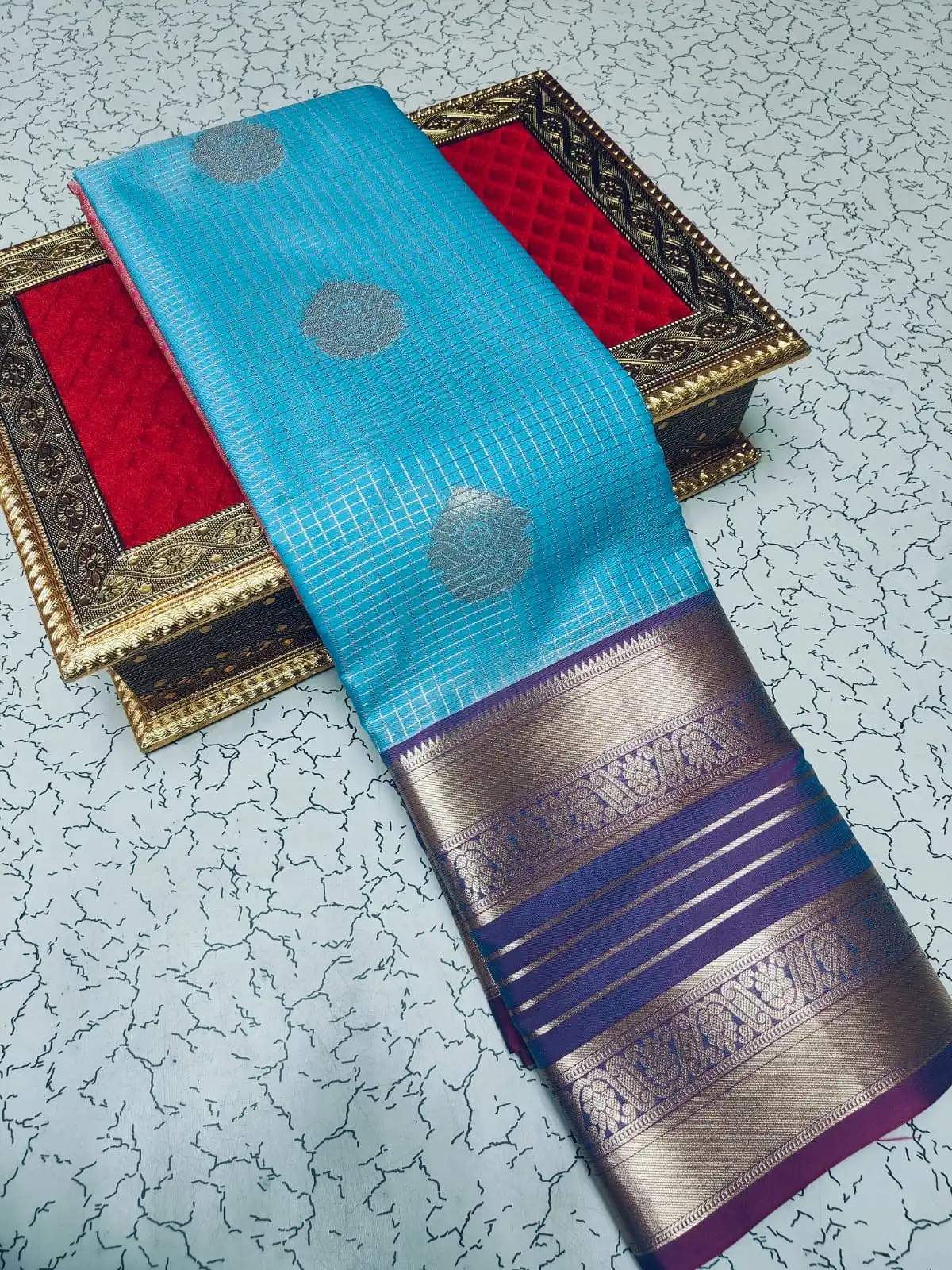 Rudraksha Kattam Butta Semi Kanchipuram Silk Saree